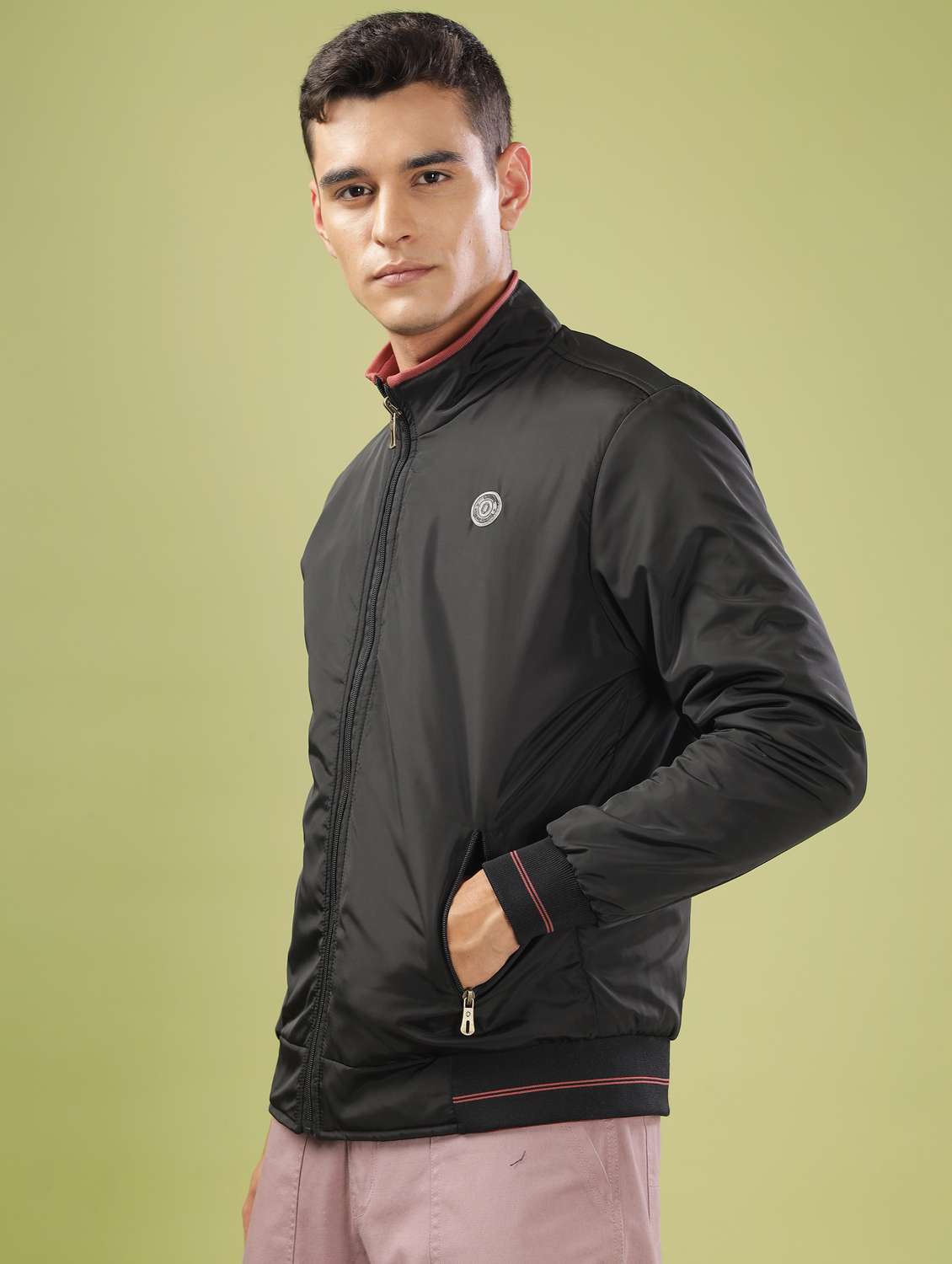 men solid long sleeve bomber jacket - 21586736 -  Standard Image - 2