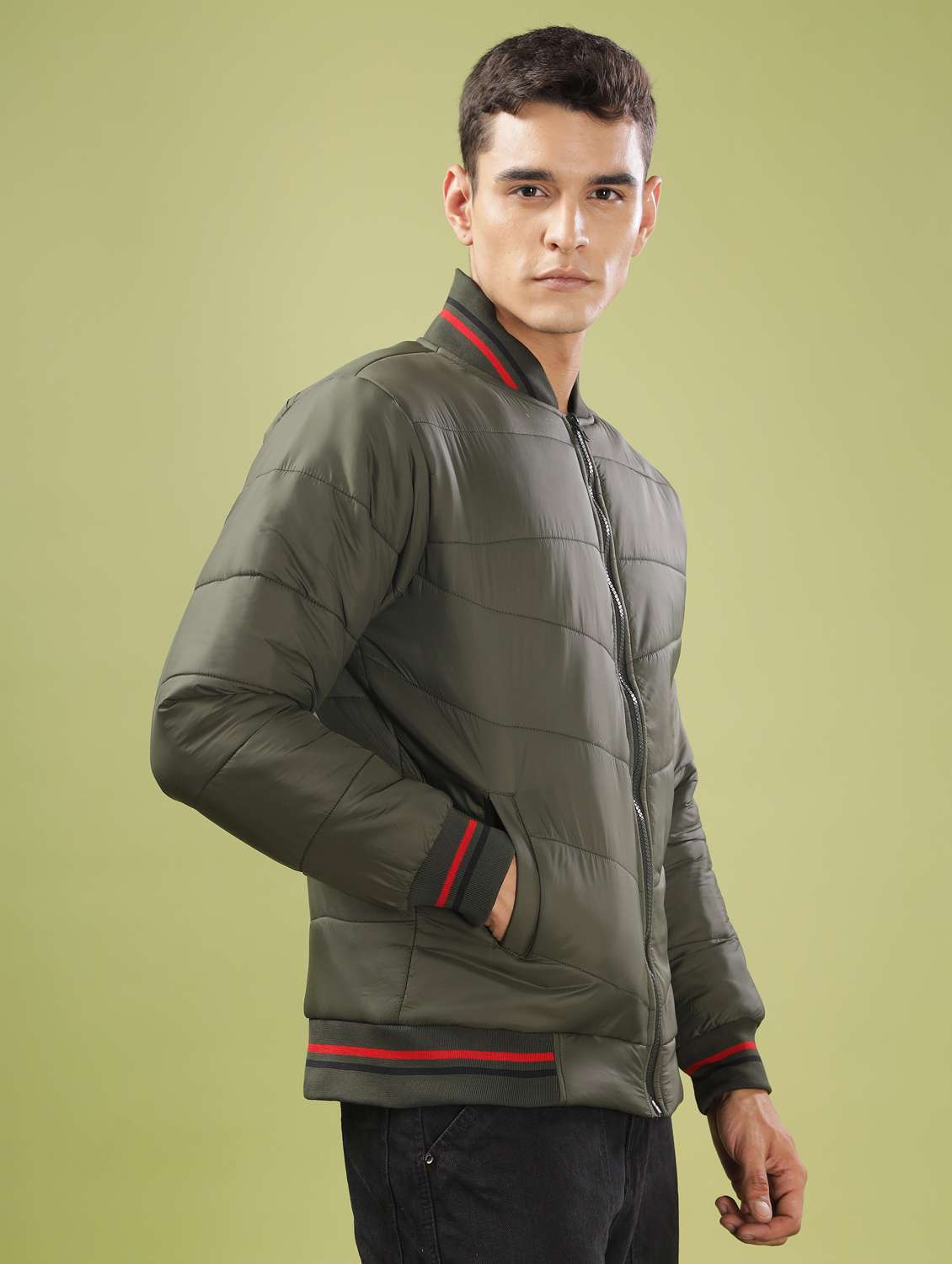 men solid long sleeve quilted jacket - 21586738 -  Standard Image - 2