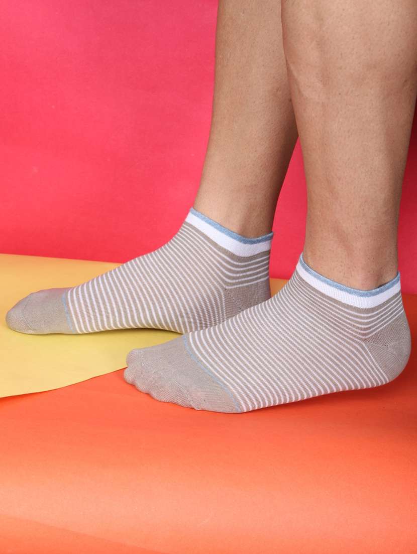 men striped cotton ankle length socks combo - 21587604 -  Standard Image - 2