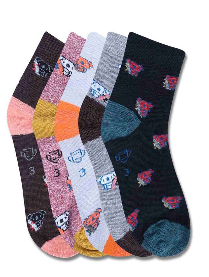 boys printed ankle length socks combo