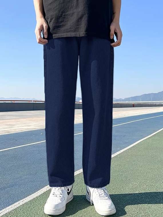 men low-rise relaxed fit plain jeans - 21589577 - Standard Image - 2