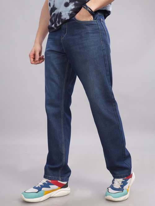 men mid rise straight fit plain jeans - 21589581 -  Standard Image - 0