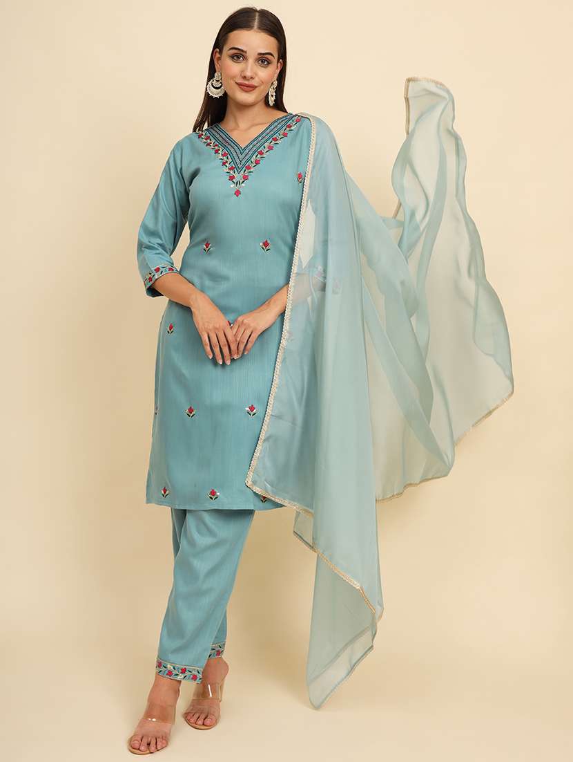 women embroidered v neck straight kurta - 21591849 -  Standard Image - 2