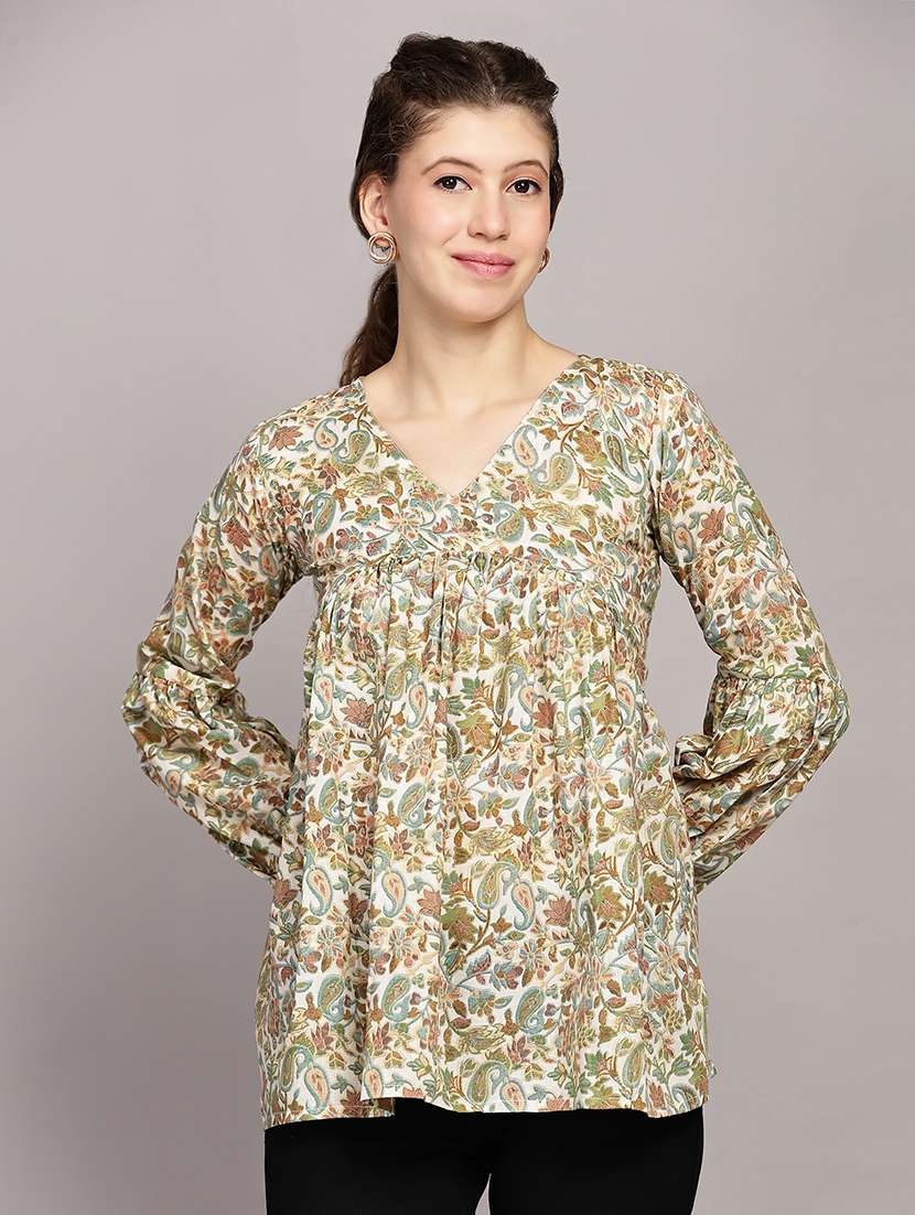 women paisley printed long sleeve top