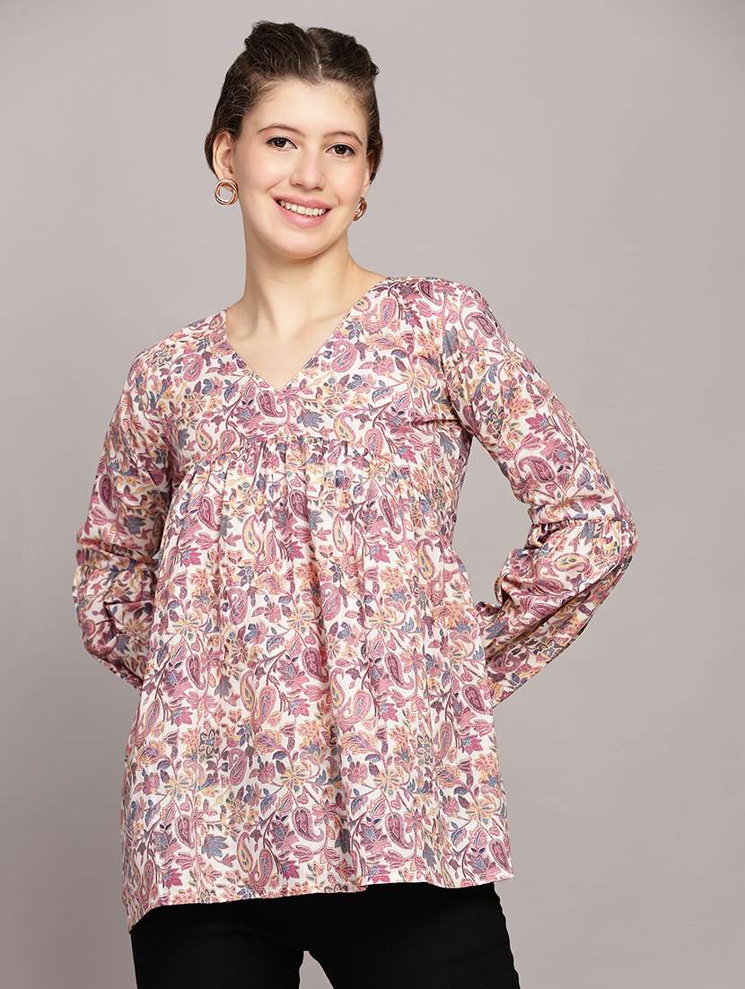 women paisley printed long sleeve top