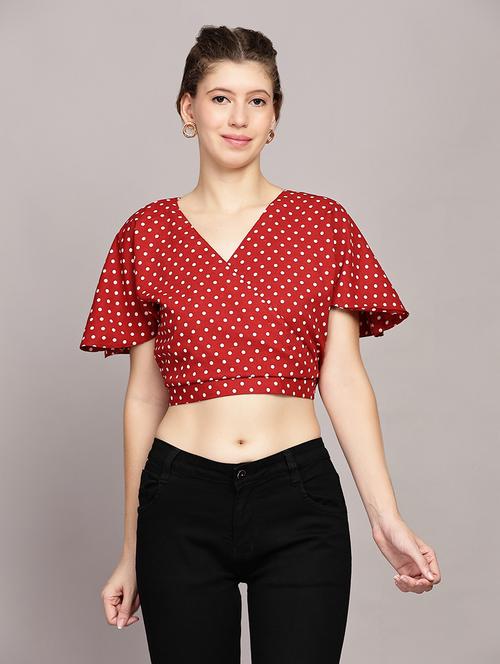 women polka dots printed crop top - 21591942 - Standard Image - 0