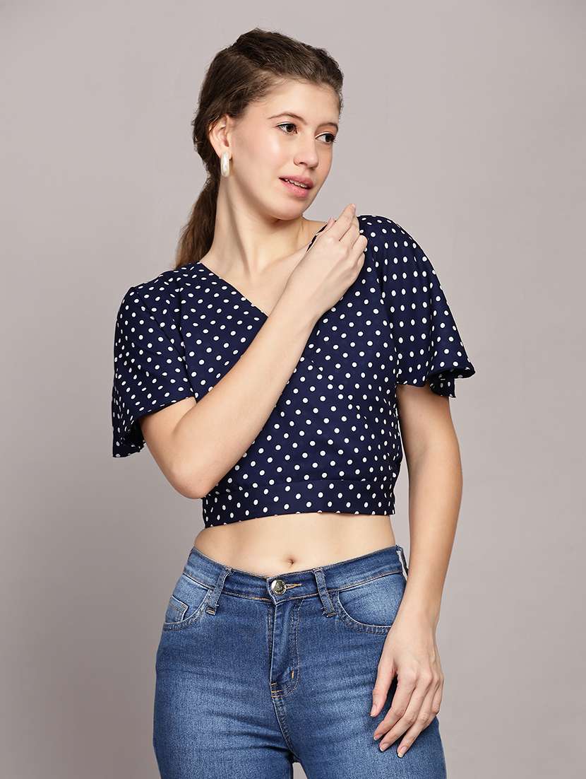 women polka dots printed crop top - 21591944 -  Zoom Image - 0
