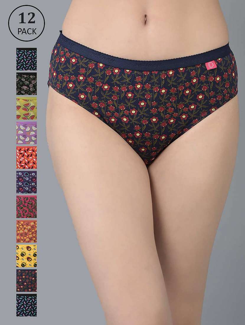 women printed mid rise hipster panty combo
