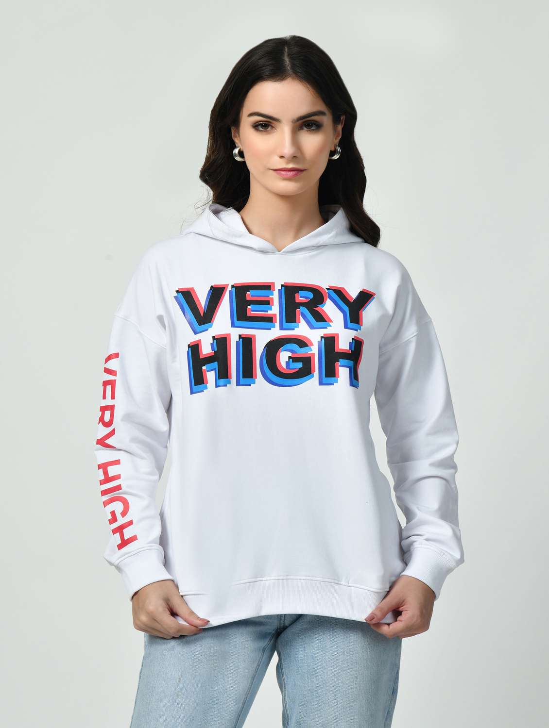 women white typography sweatshirt - 21593095 - Zoom Image - 0
