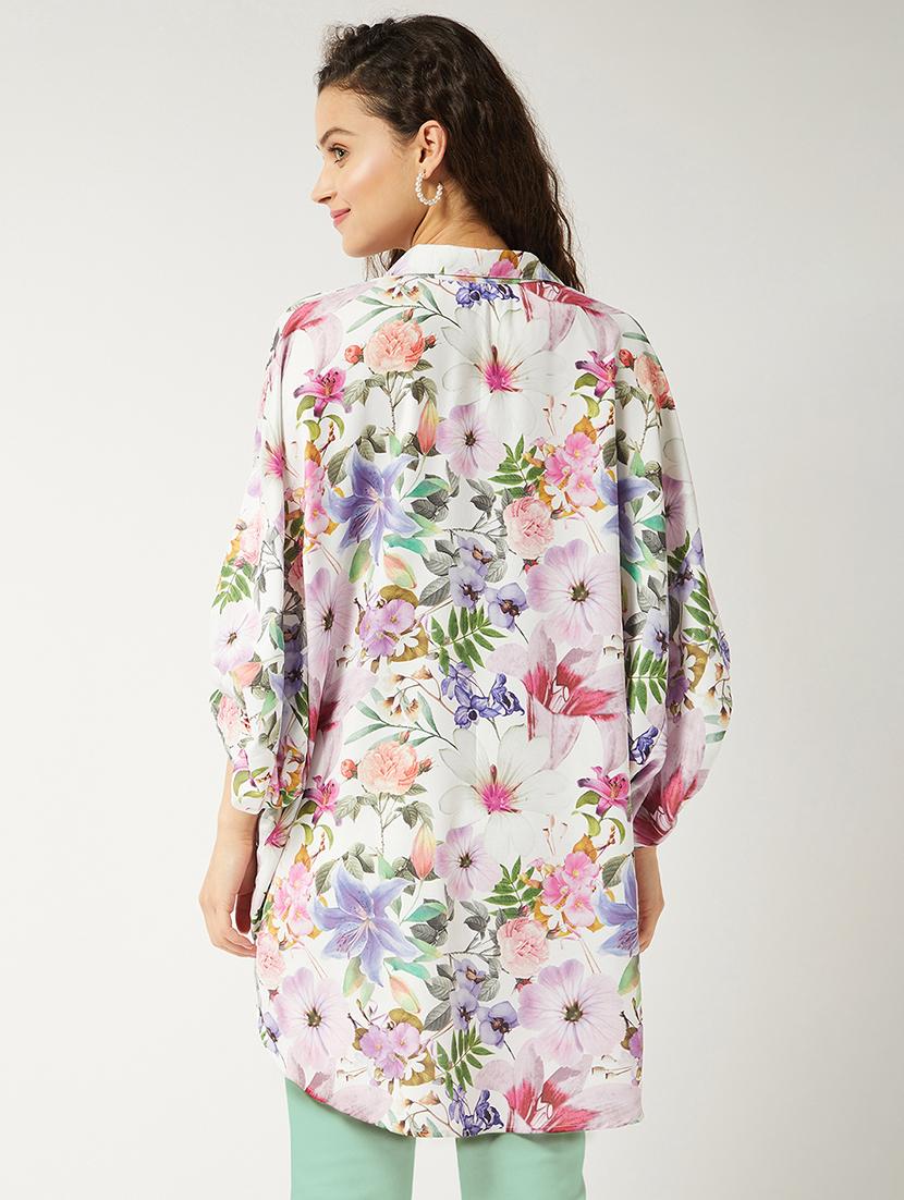 women white floral printed high-low shirt - 21593242 - Standard Image - 2