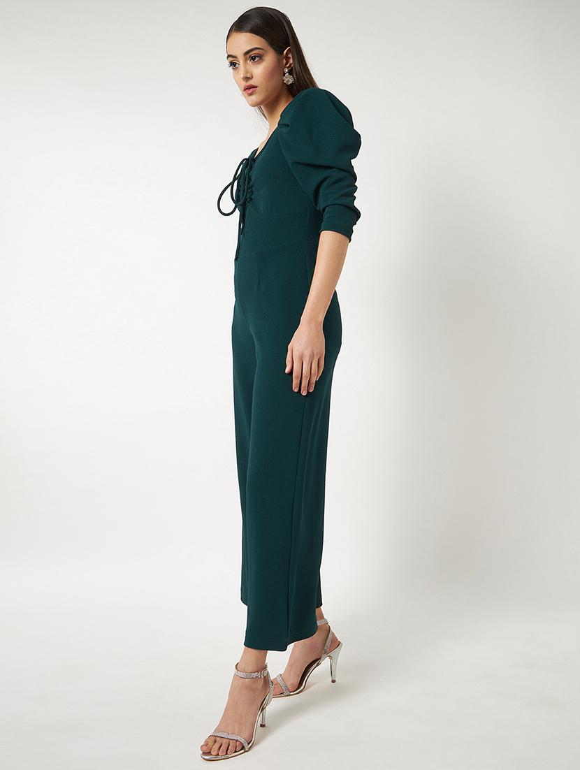 women green solid full leg jumpsuit - 21593268 - Standard Image - 2