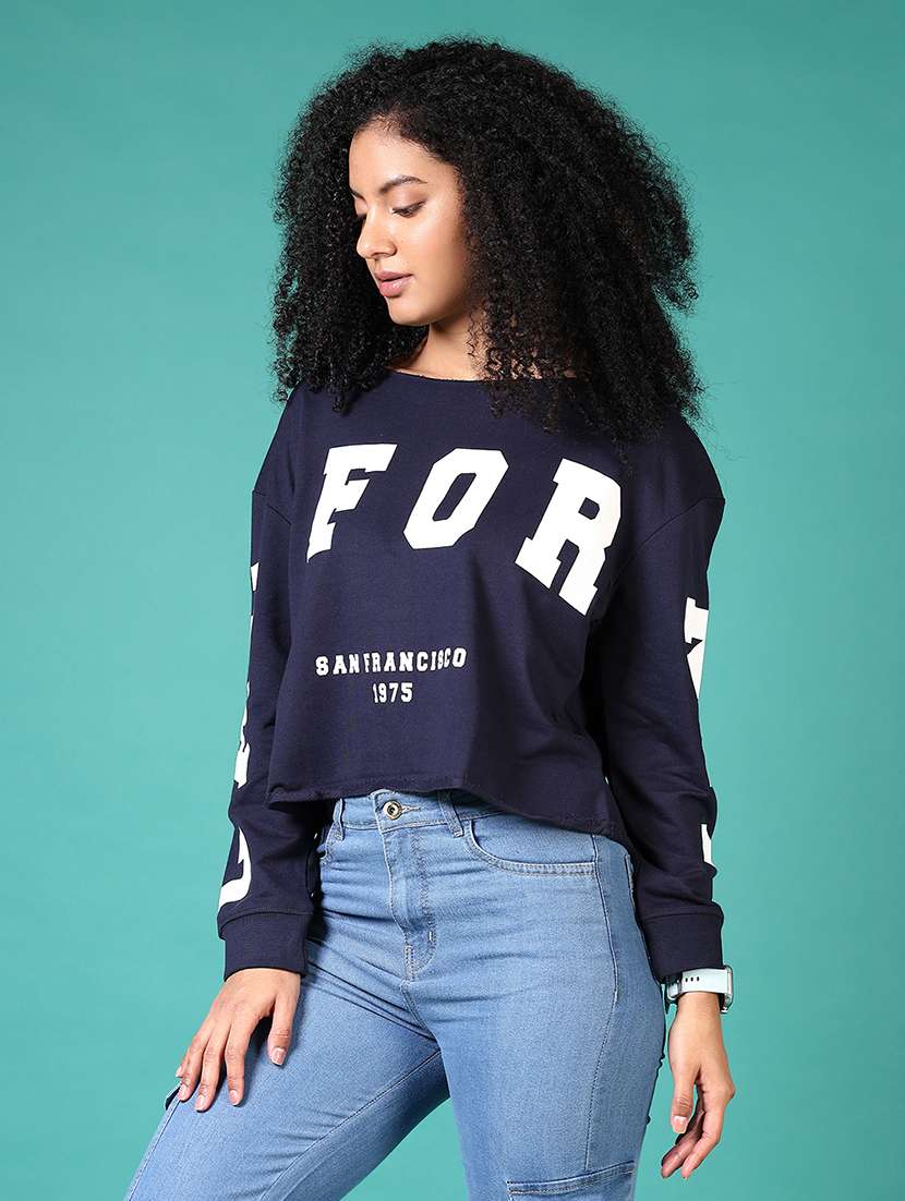 women long sleeves front print sweatshirt - 21593474 -  Standard Image - 2