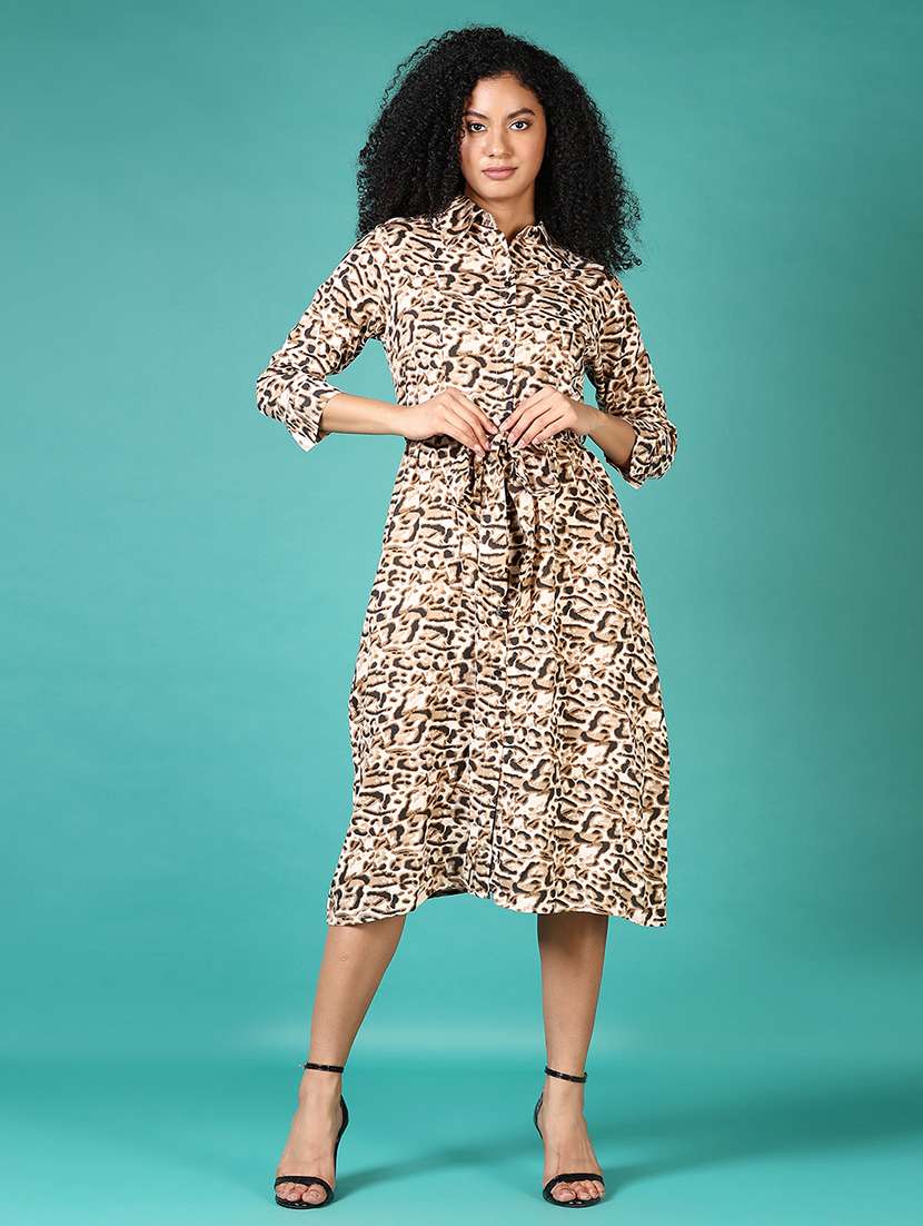 beige rayon aline dress