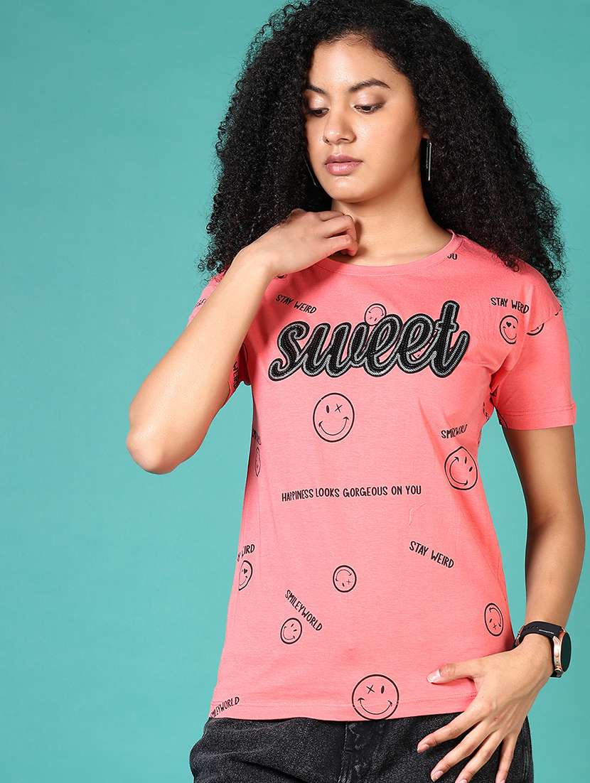 Women Printed Round Neck T-shirt - 21593508 -  Standard Image - 2