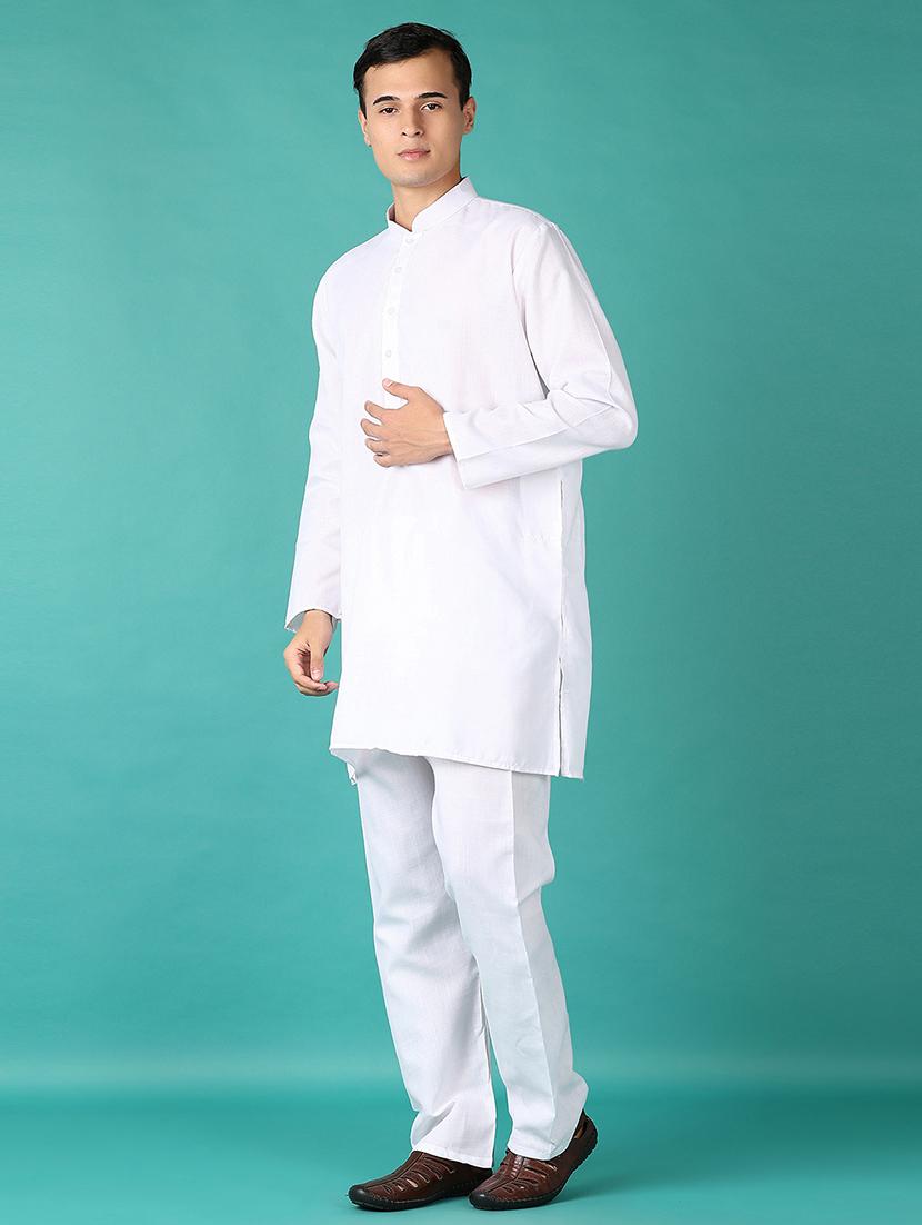 men mandarin neck kurta pyjama ethnic wear set - 21593536 - Standard Image - 2