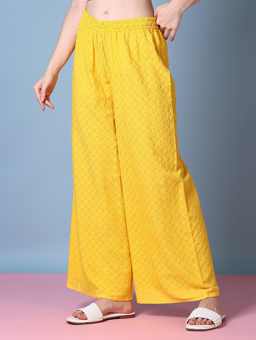 women white embroidered palazzos - 21593571 - Standard Image - 2