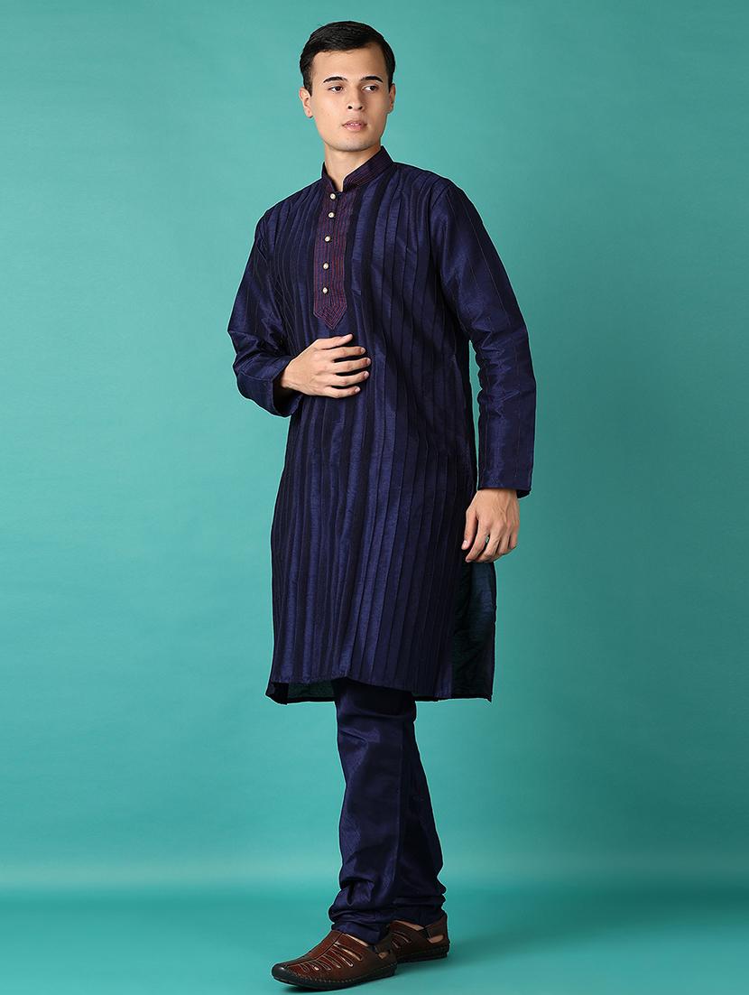 men mandarin neck kurta pyjama ethnic wear set - 21593863 - Standard Image - 2