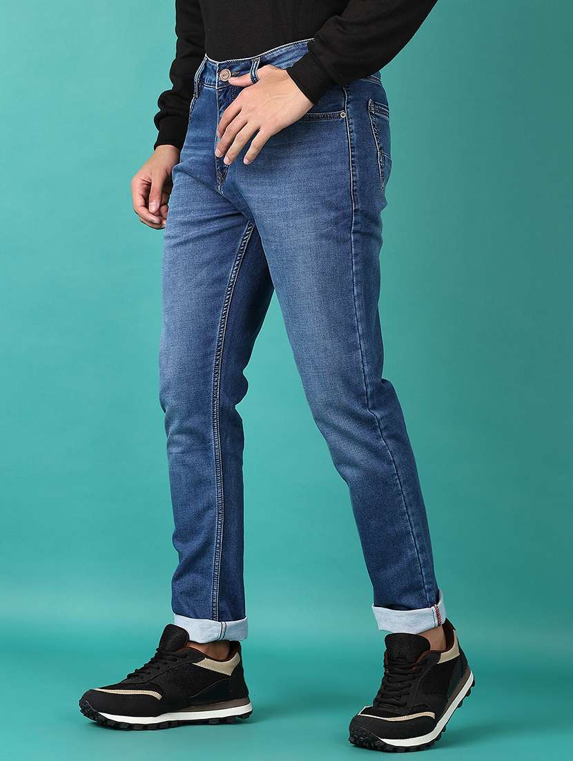 men solid mid rise slim fit jean - 21593867 - Standard Image - 2