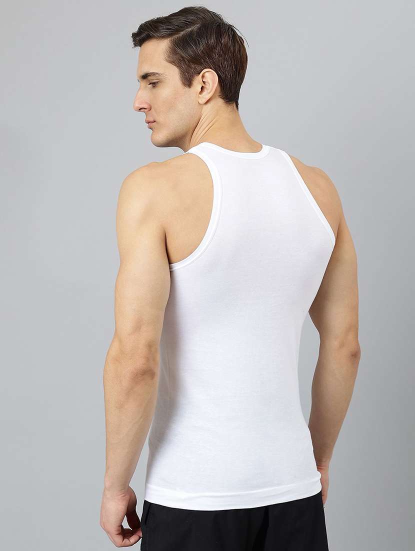 men pack of 10 white solid sleveless vest - 21594475 -  Standard Image - 2