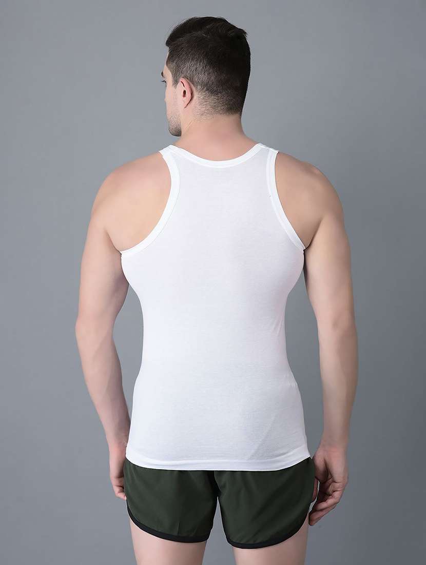 men pack of 10 white solid sleveless vest - 21594493 -  Standard Image - 2