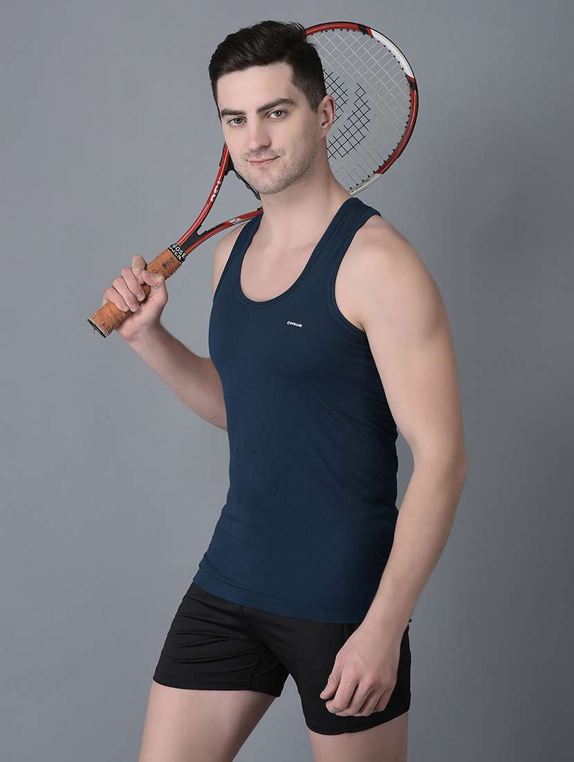 men pack of 2 solid vests - 21594510 -  Standard Image - 2