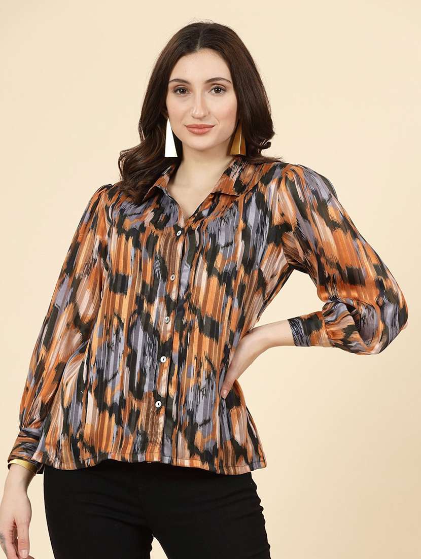 women collared printed regular shirt - 21594787 - Standard Image - 2
