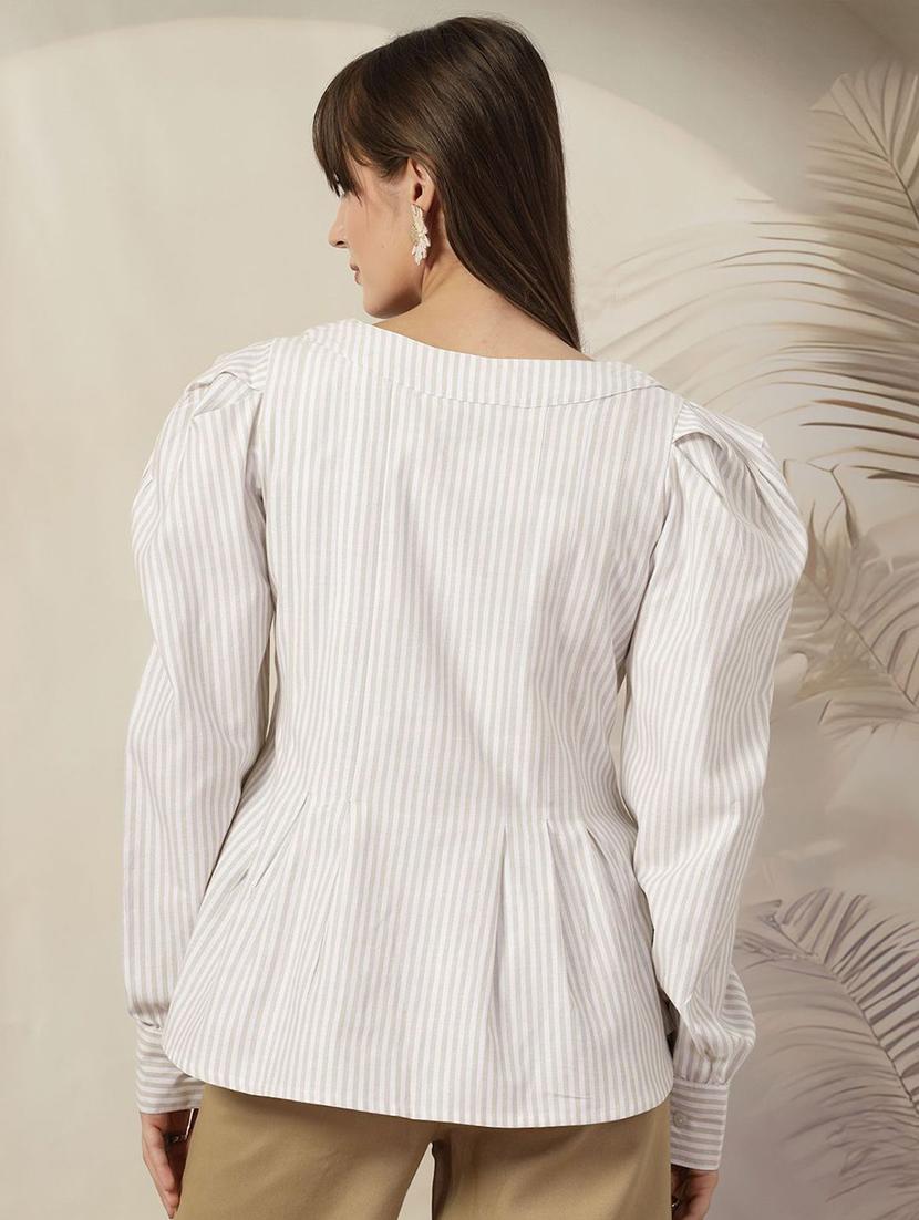 women white stripes regular shirt - 21594837 - Standard Image - 2