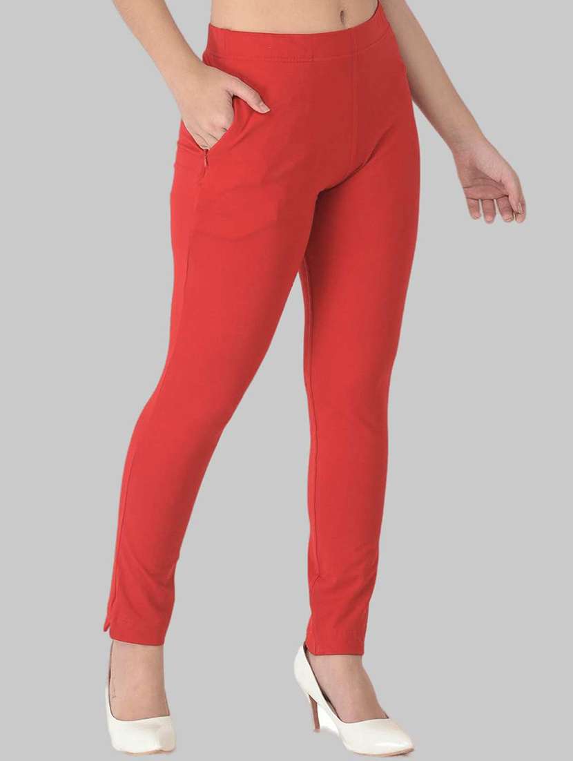 women solid ankle length jegging
