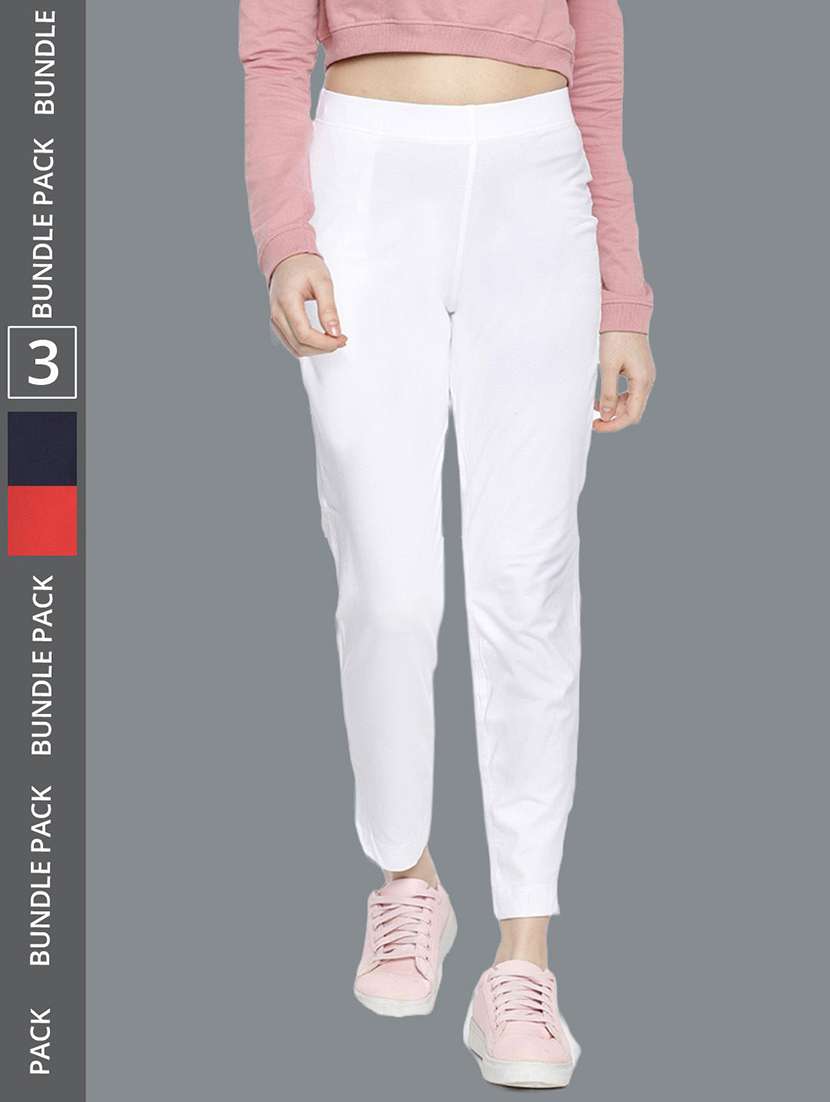 women pack of 3 solid ankle length jeggings