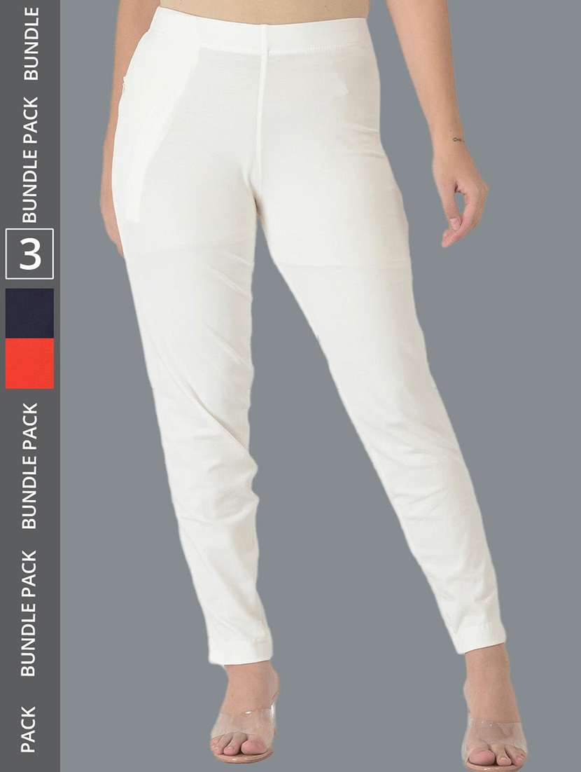 women pack of 3 solid ankle length jeggings - 21594989 - Zoom Image - 0