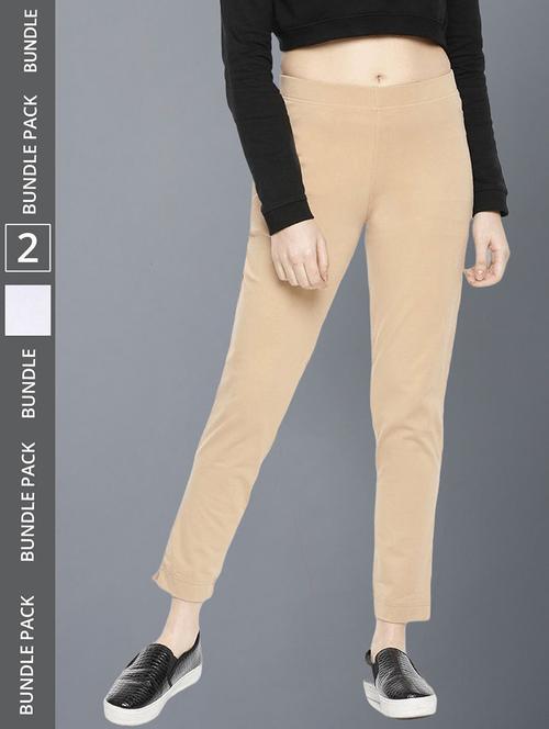 women pack of 2 solid ankle length jeggings - 21594992 - Standard Image - 0
