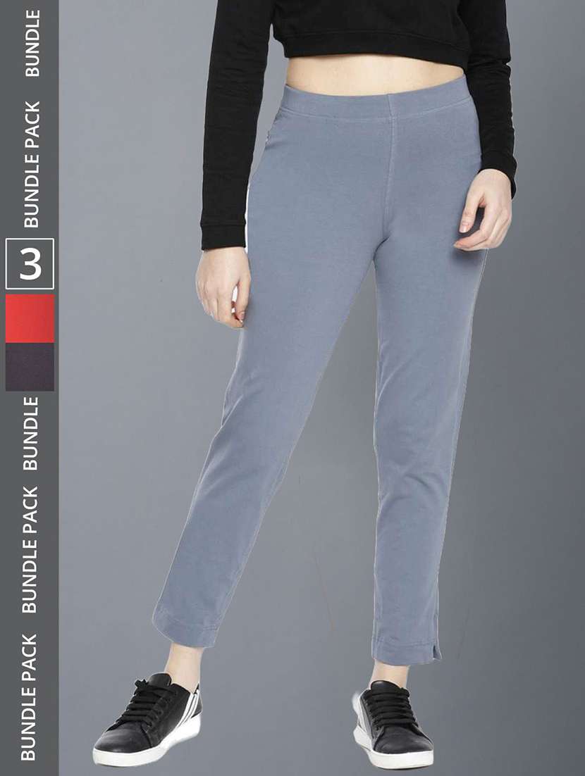 women pack of 3 solid ankle length jeggings