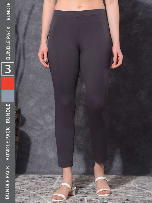 women pack of 3 solid ankle length jeggings - 21594999 - Standard Image - 0