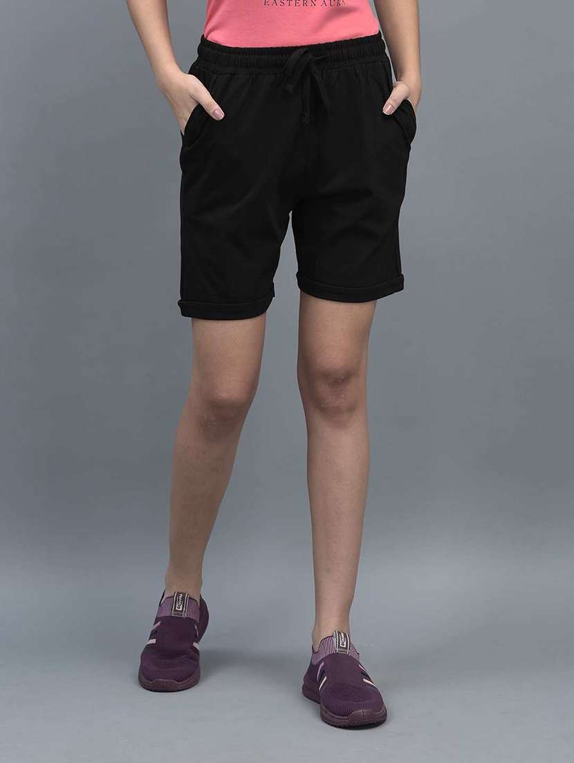 women solid regular fit loungewear shorts