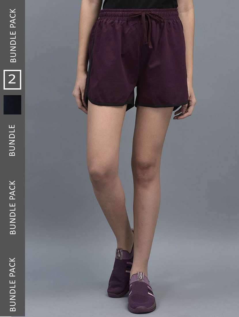 women solid regular fit loungewear shorts combo