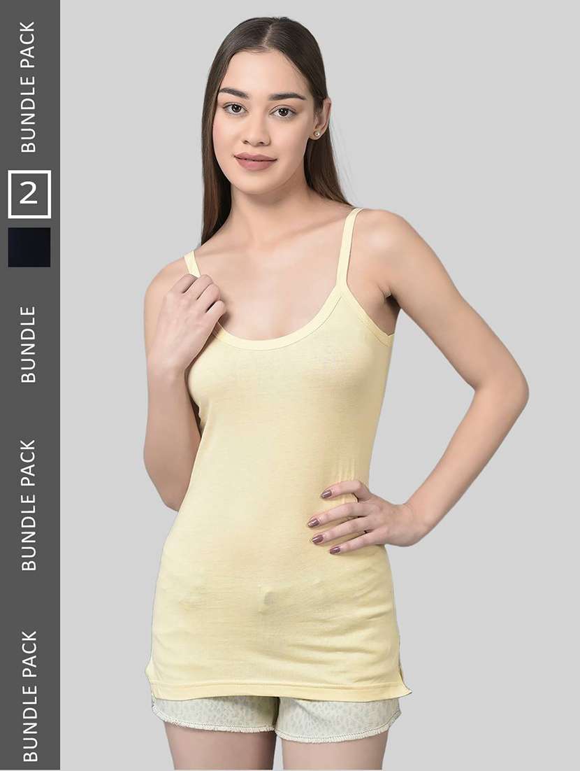 women pack of 2 solid cotton camisole