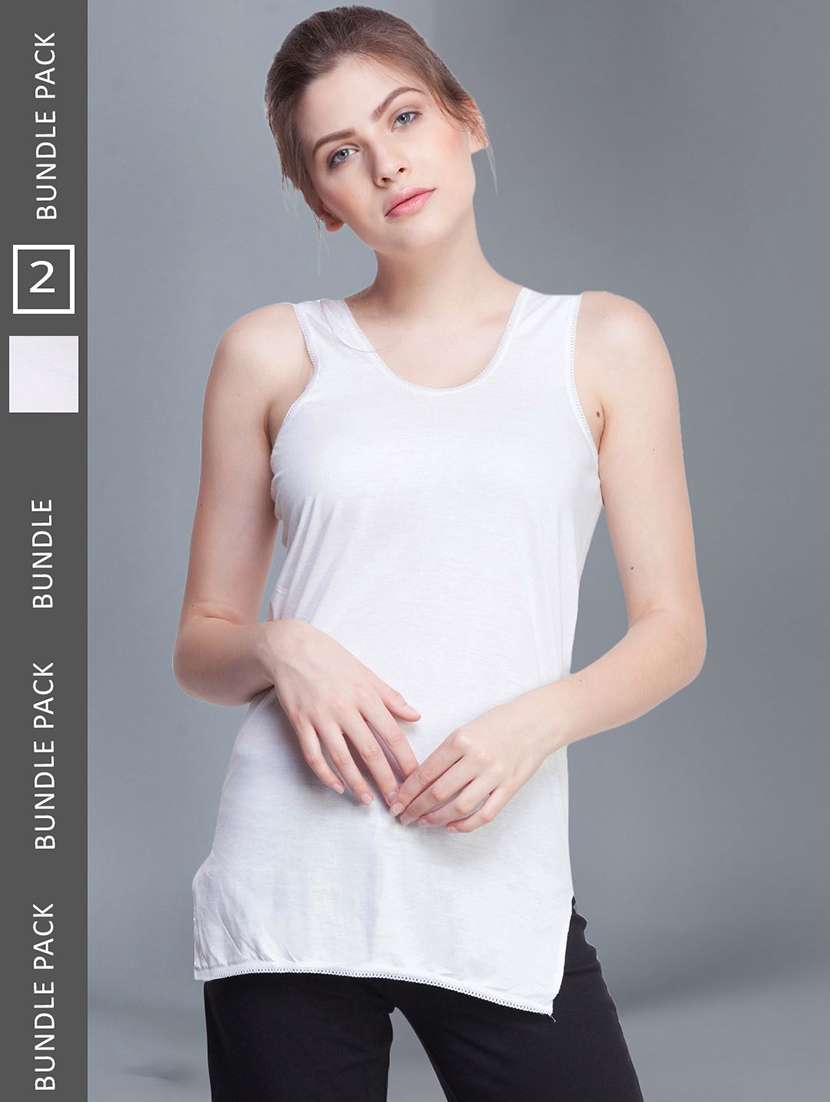 women pack of 2 solid cotton camisole