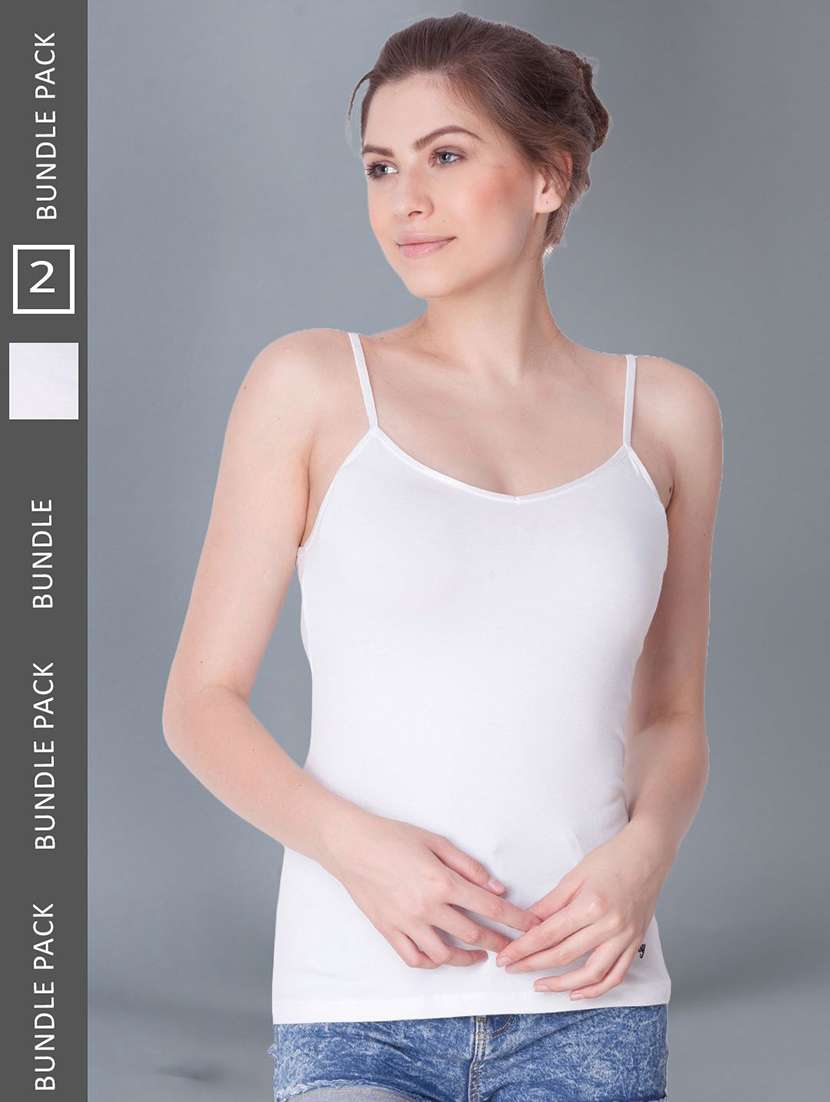 women pack of 2 solid cotton camisole