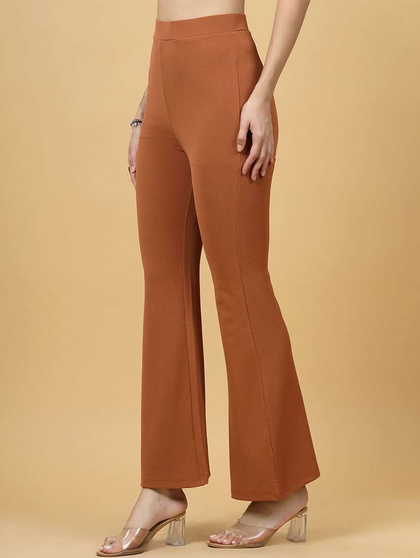 women mid-rise solid bootcut trouser - 21595921 -  Standard Image - 2