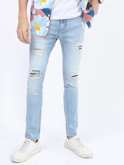 men mid rise distress jeans - 21595974 -  Standard Image - 0