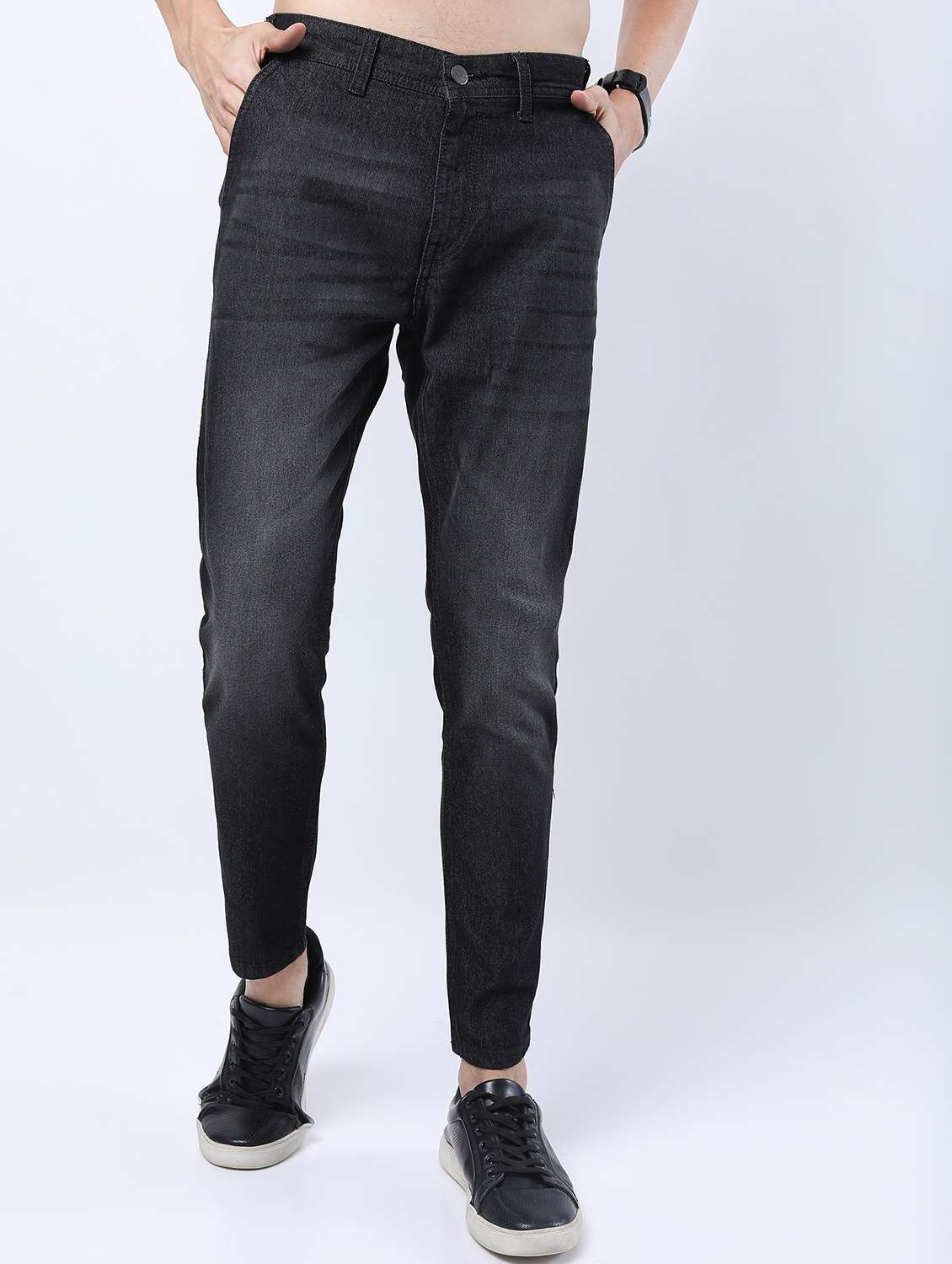 men mid rise plain jeans