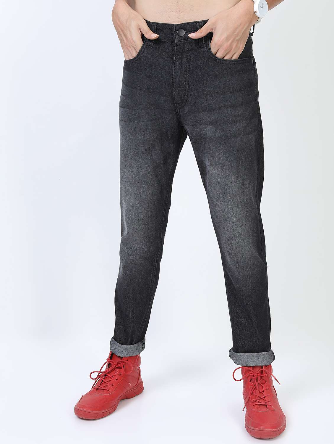 men mid rise plain jeans - 21596118 - Zoom Image - 0