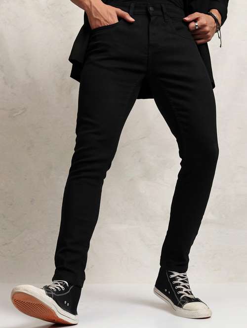 men mid rise plain skinny fit jeans - 21596127 -  Standard Image - 0