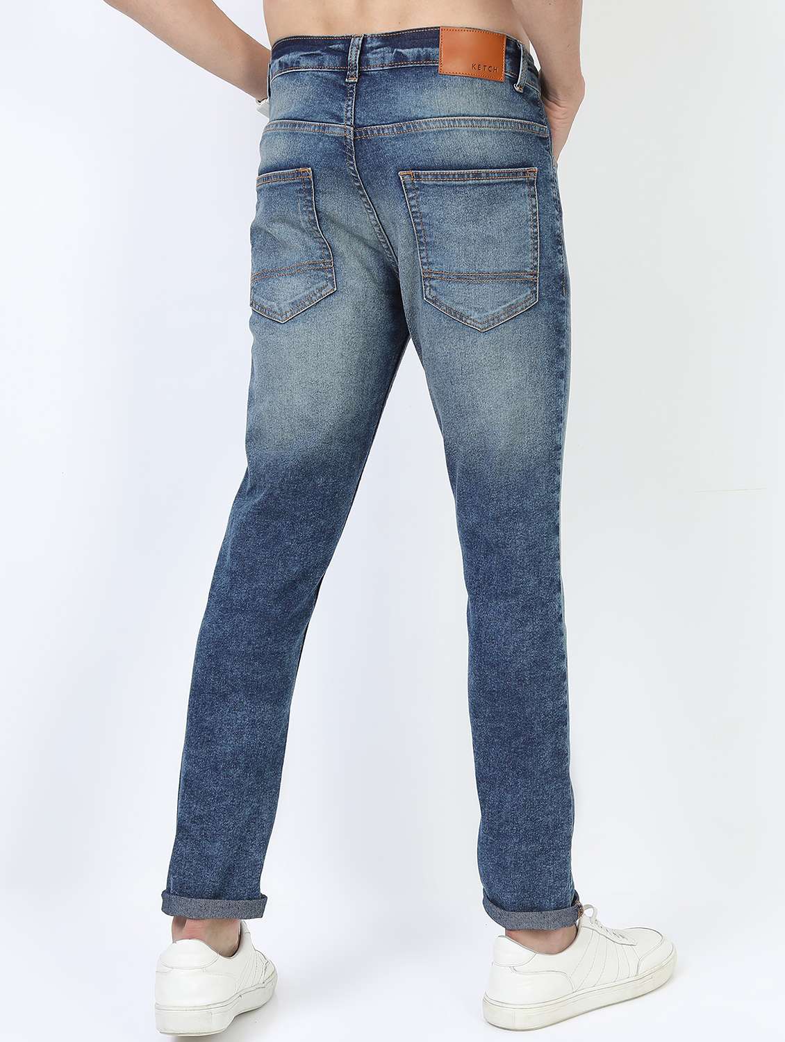 men plain slim fit mid rise jeans - 21596129 -  Standard Image - 2