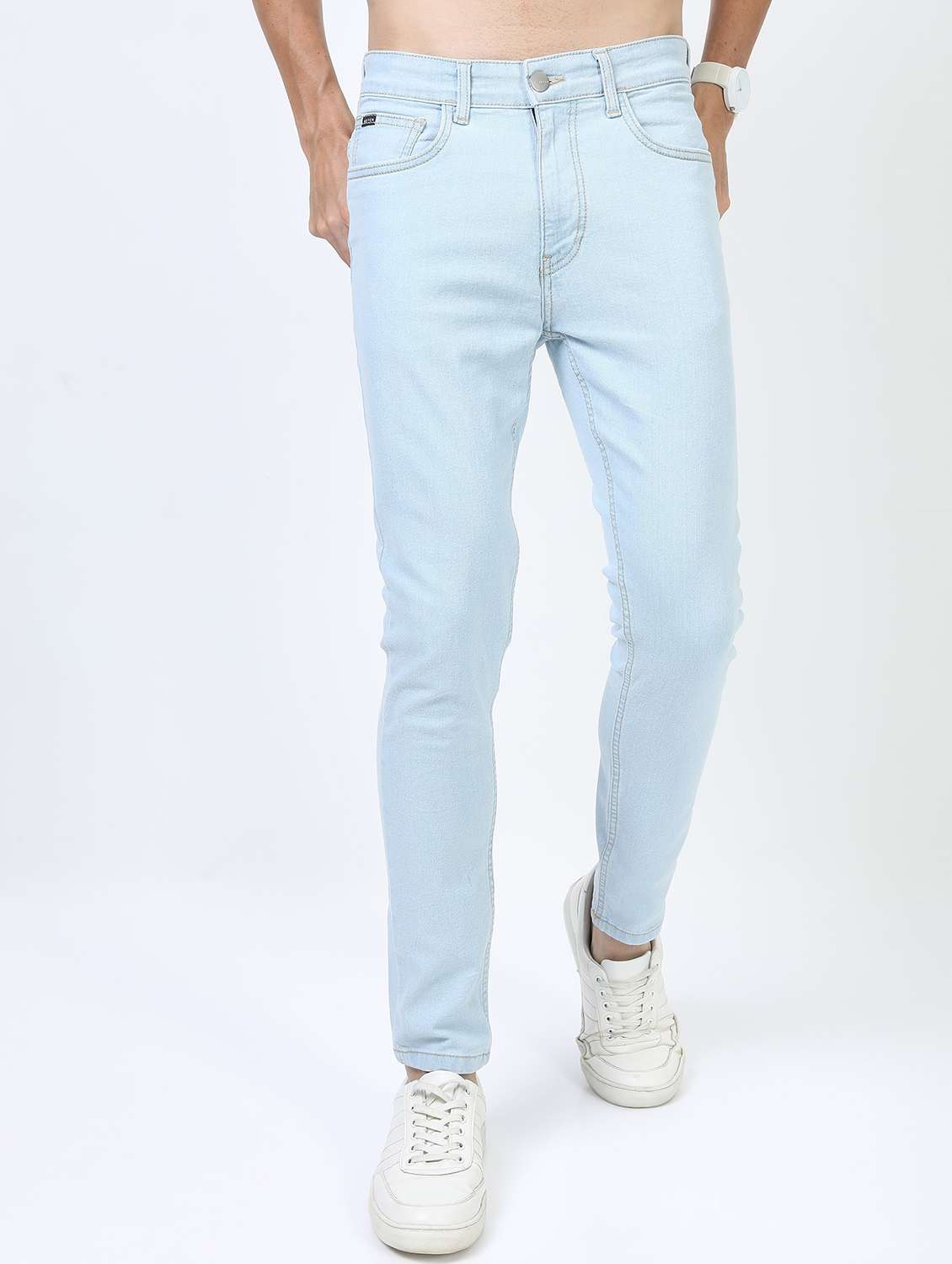 men plain slim fit mid rise jeans