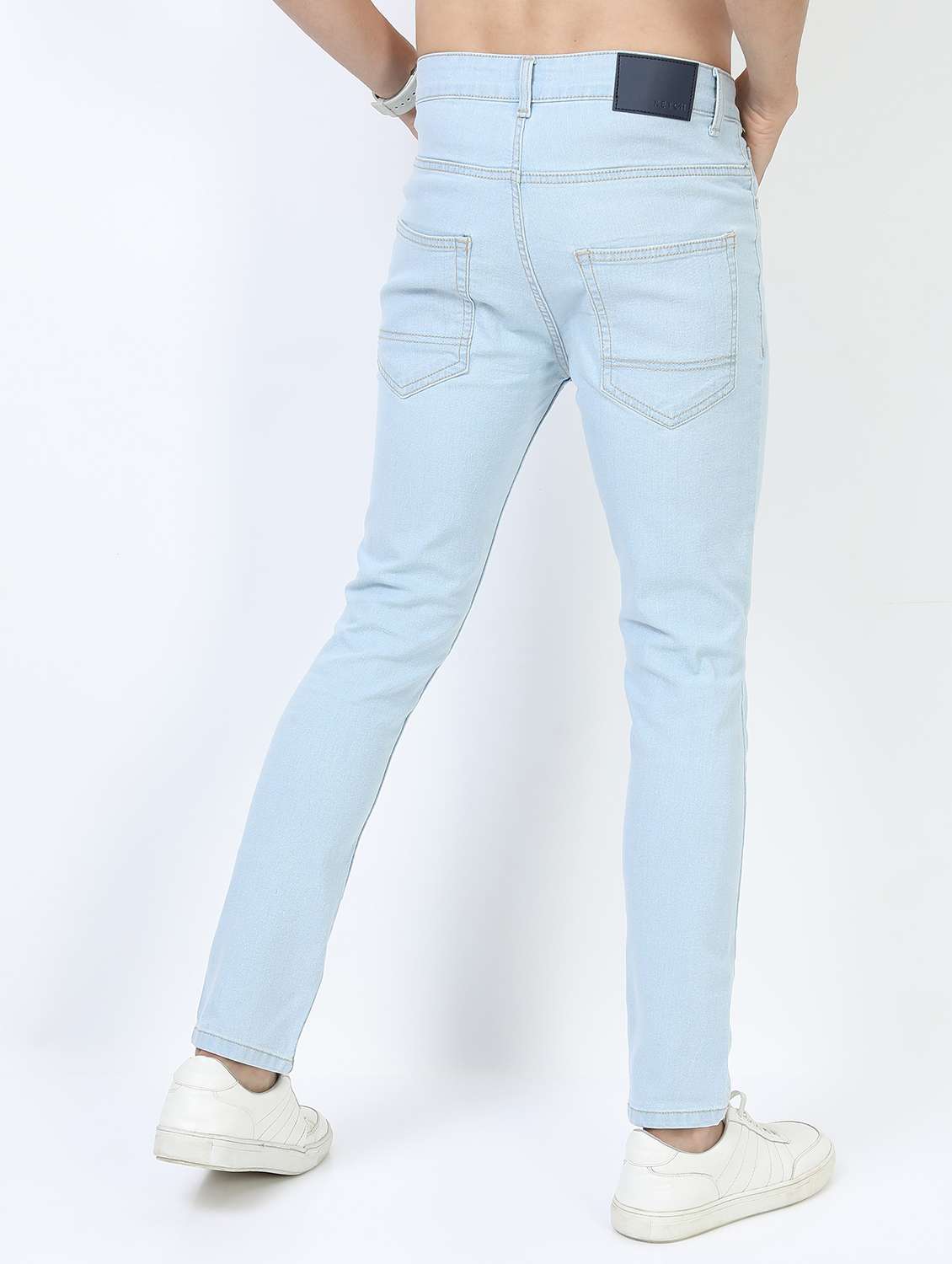 men plain slim fit mid rise jeans - 21596130 - Standard Image - 2