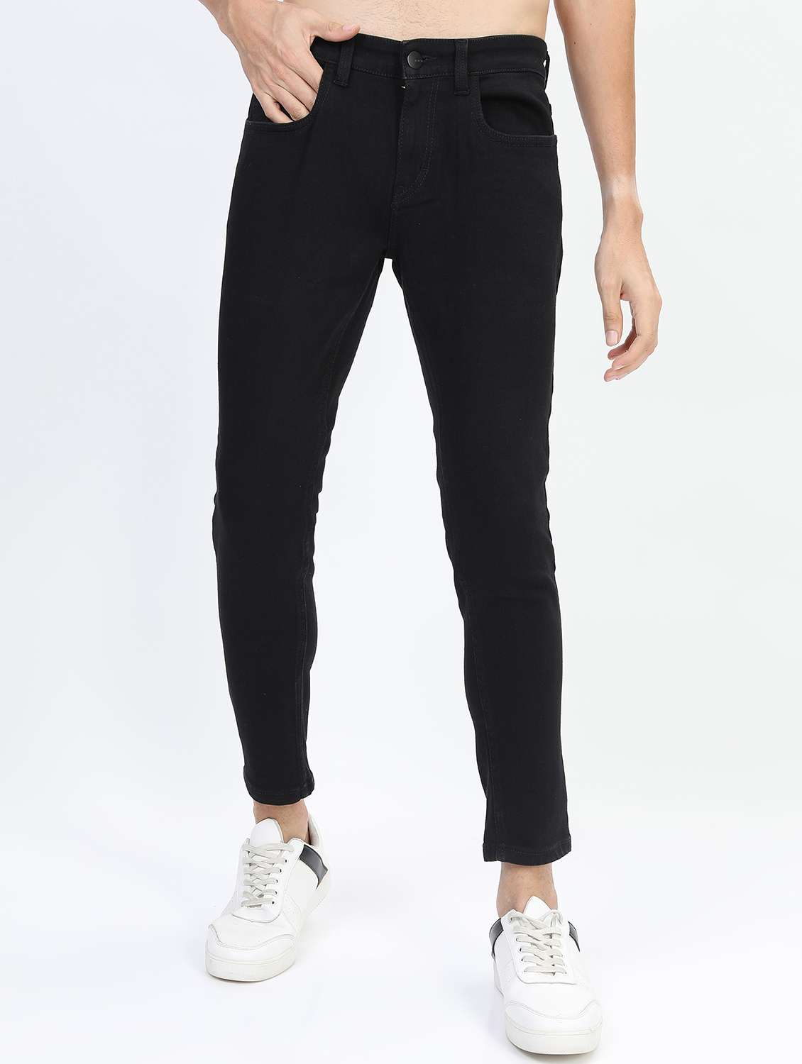 men mid rise plain slim fit jeans - 21596139 -  Zoom Image - 0