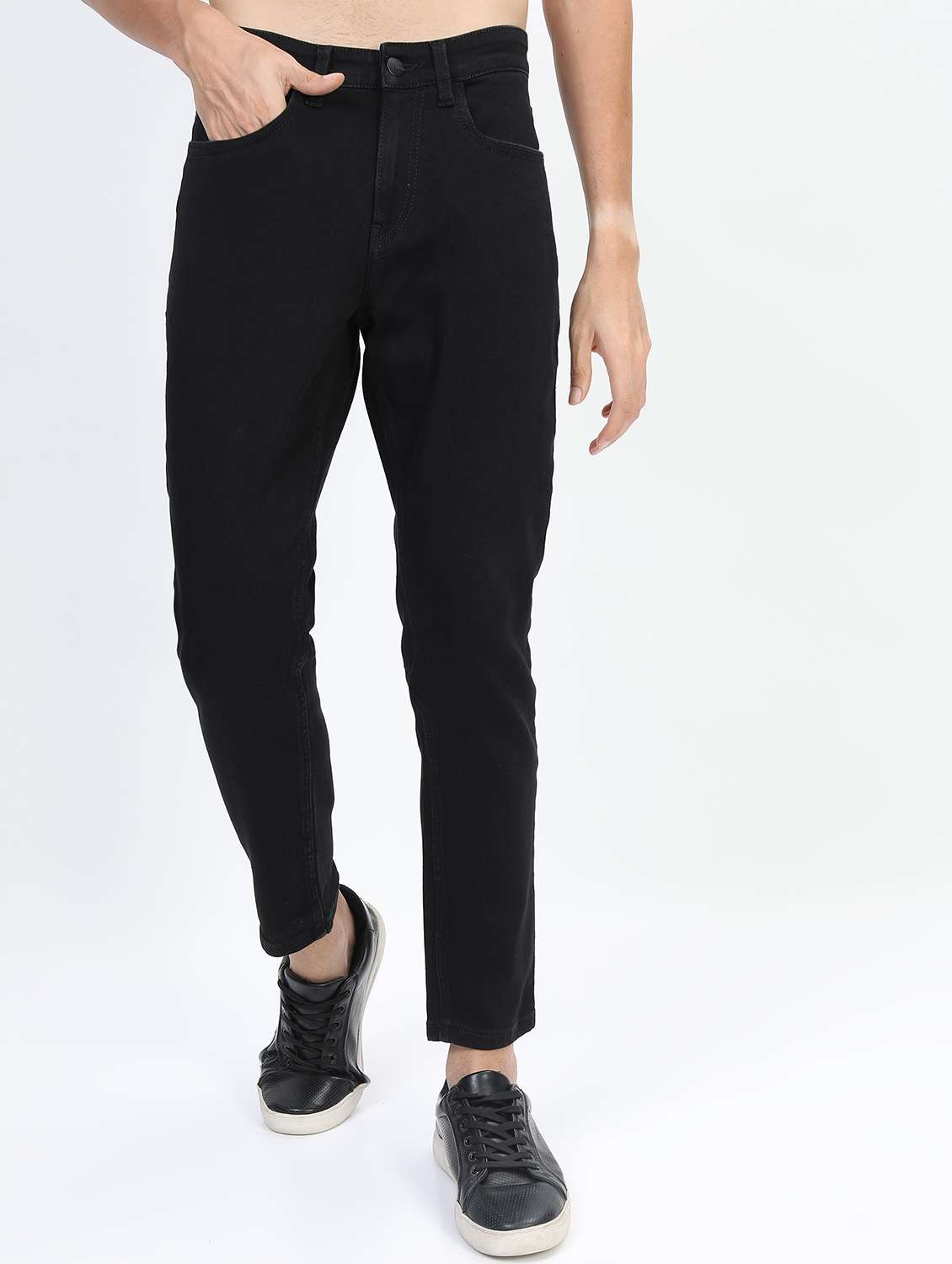 men solid mid rise slim fit jean