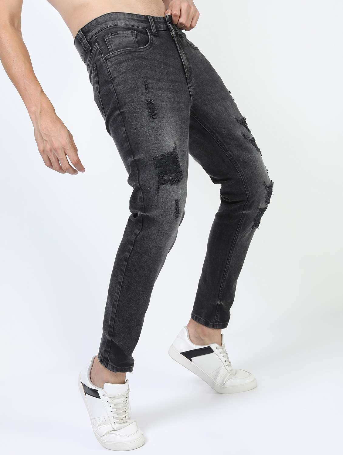men mid rise distressed slim fit jeans - 21596153 -  Standard Image - 2