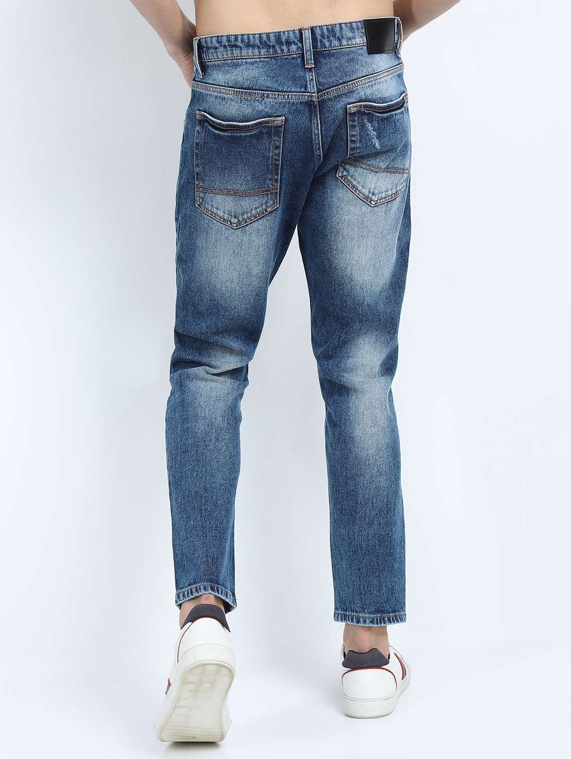 men distressed slim fit mid rise jeans - 21596171 -  Standard Image - 2